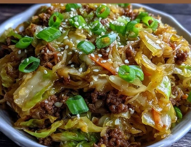 Easy Low-Carb Egg Roll in a Bowl Recipe with Ginger Sesame Sauce for Quick Dinners