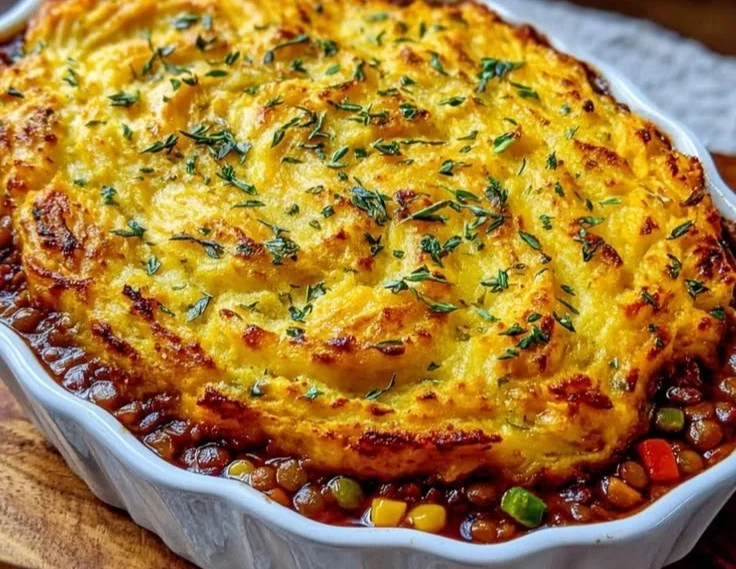 Easy Vegan Lentil and Sweet Potato Shepherd's Pie