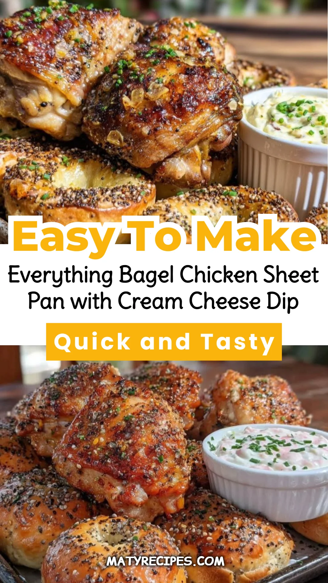 Everything Bagel Chicken Sheet Pan with Cream Cheese Dip