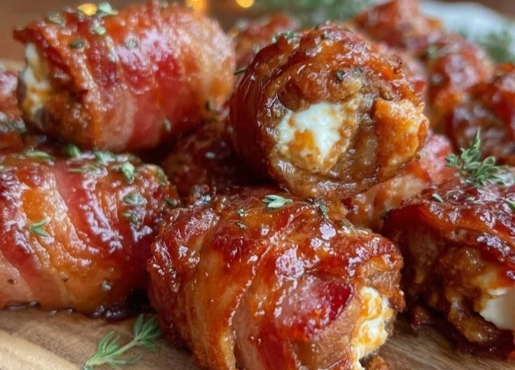 Quick Air Fryer Maple Bacon-Wrapped Dates with Goat Cheese
