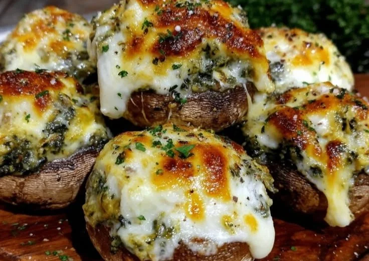 Keto Spinach Artichoke Stuffed Mushrooms