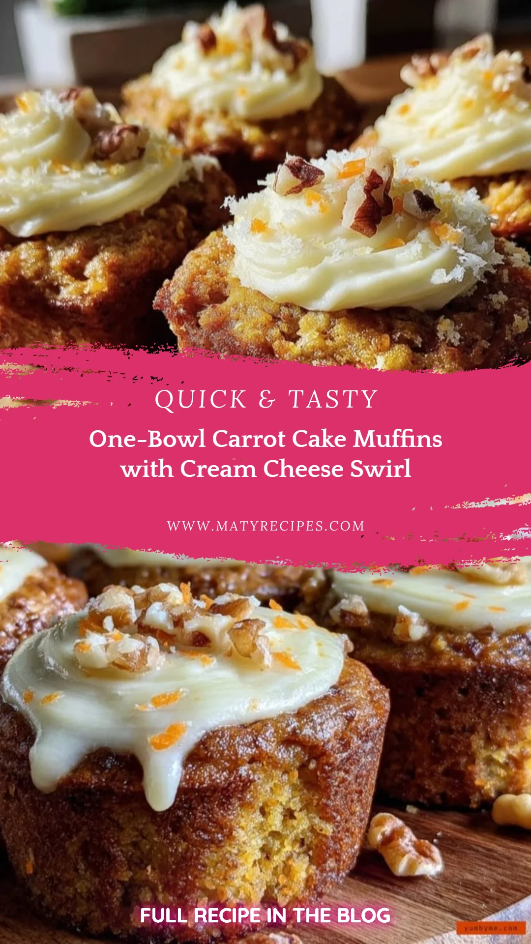 One-Bowl Carrot Cake Muffins with Cream Cheese Swirl