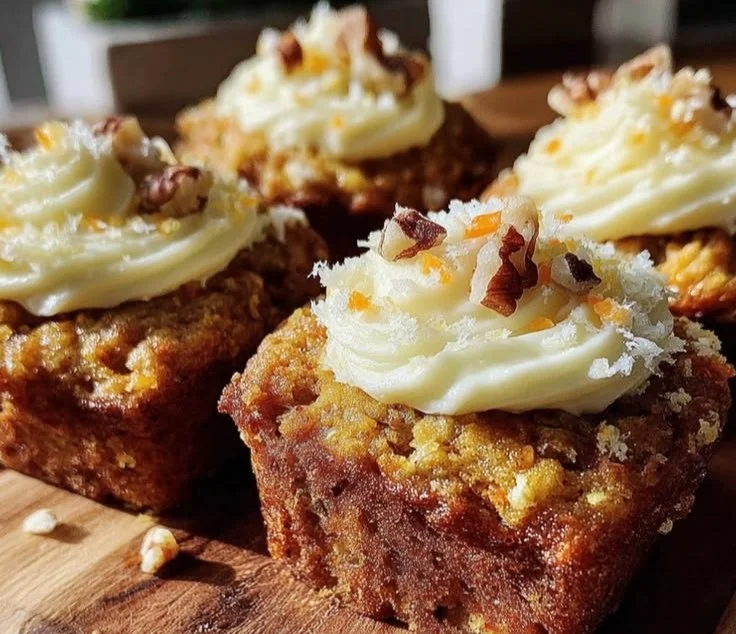 One-bowl carrot cake muffins with cream cheese swirl, fresh out of the oven.