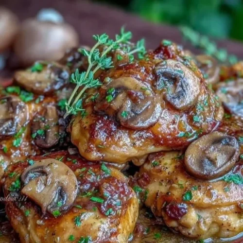 Slow Cooker Creamy Chicken Marsala served in a bowl