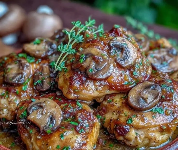 Slow Cooker Creamy Chicken Marsala served in a bowl