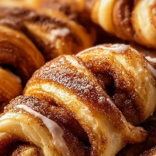 Freshly baked warm cinnamon crescent twists ready to enjoy.