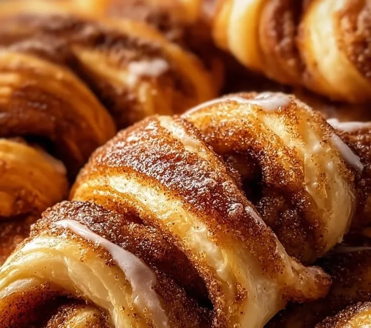 Freshly baked warm cinnamon crescent twists ready to enjoy.