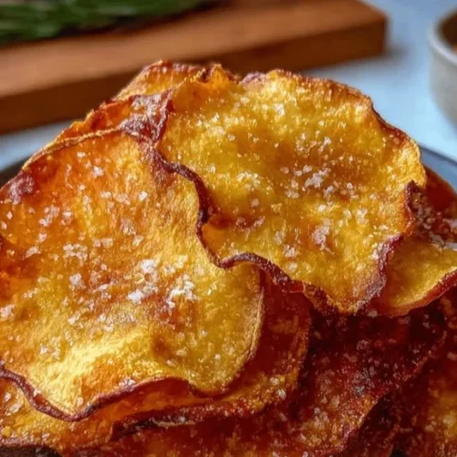 Baked apple chips made with three simple ingredients for a healthy snack.