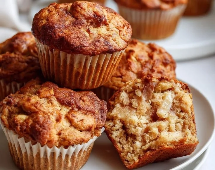 Delicious homemade apple cinnamon muffins packed with 8g protein for busy moms
