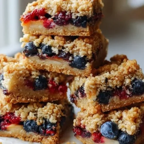 Delicious Apple Blueberry Oat Crumble Bars ready to enjoy for a healthy snack