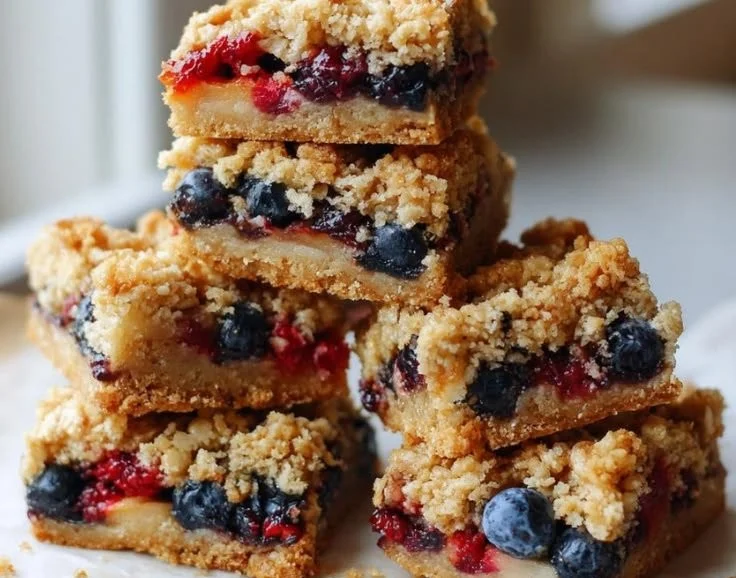 Delicious Apple Blueberry Oat Crumble Bars ready to enjoy for a healthy snack