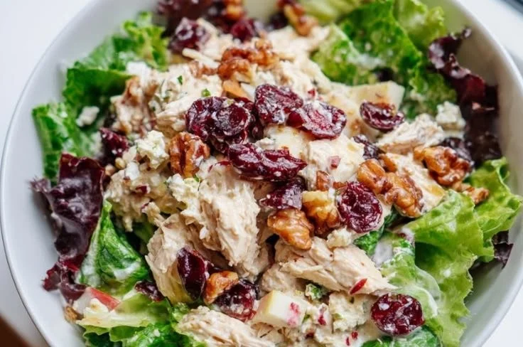 Apple Cranberry Chicken Salad with fresh ingredients and vibrant colors