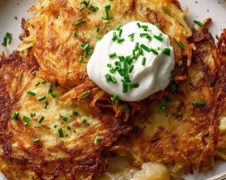 Bavarian potato pancakes served with applesauce and sour cream.