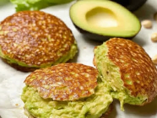 Delicious homemade avocado bread buns on a wooden table