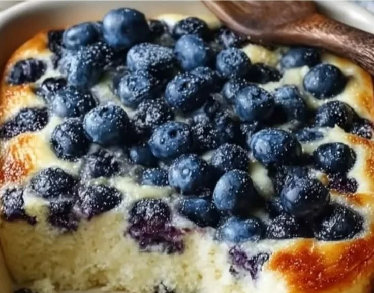 High Protein Blueberry Cottage Cheese Breakfast Bake with fresh blueberries