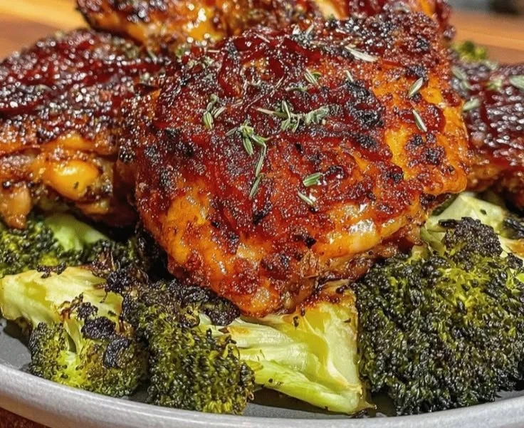 Honey Garlic Chicken Thighs with Roasted Broccoli
