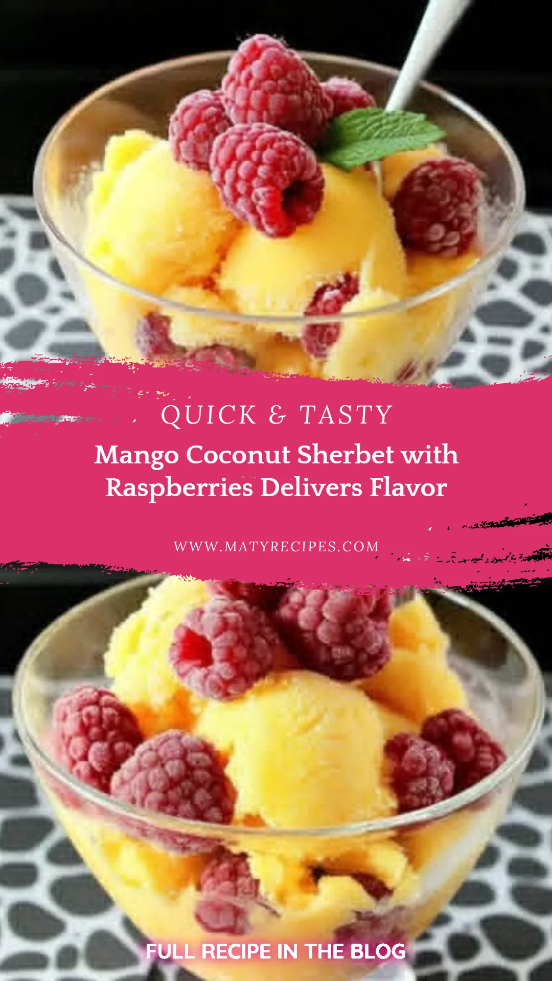 Mango Coconut Sherbet with Raspberries Delivers Flavor