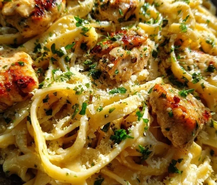 One Pot Garlic Parmesan Chicken Alfredo