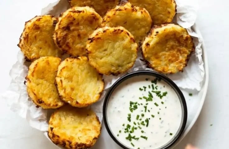Crispy oven baked hash browns served on a plate