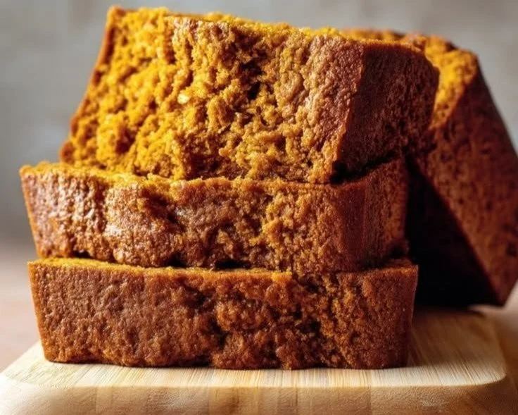 Homemade pumpkin loaf with spices and creamy texture