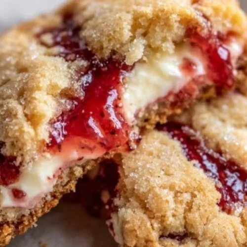 Soft and chewy strawberry cheesecake cookies fresh from the oven