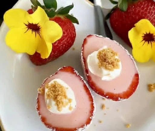 Delicious Strawberry Lemon Posset dessert ready to serve