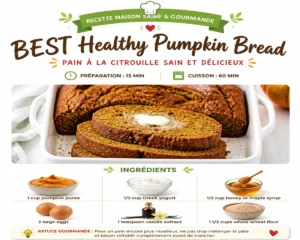 Slice of healthy pumpkin bread topped with walnuts on a wooden table