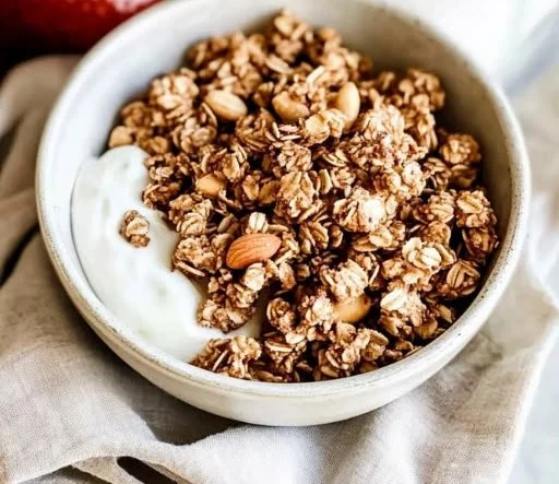 Bowl of easy homemade granola for breakfast