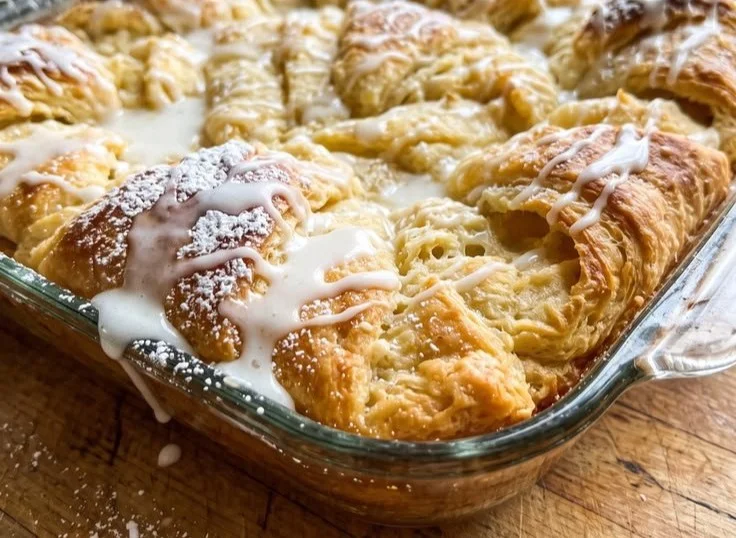 Flaky layers filled with creamy filling on a plate