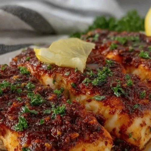 Delicious Garlic Butter Mahi Mahi served with lemon and herbs