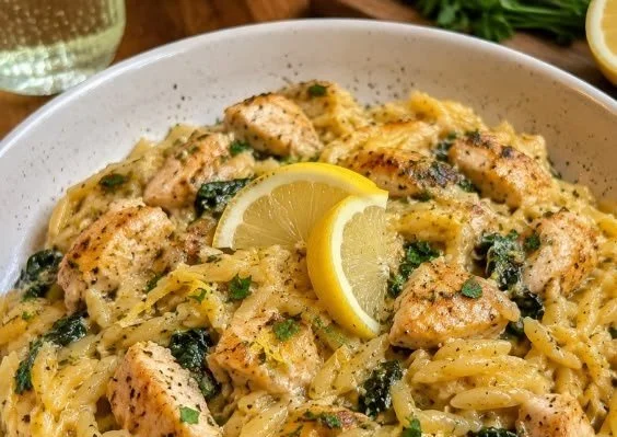 Lemon Basil Chicken served on a plate with fresh herbs and lemon slices.