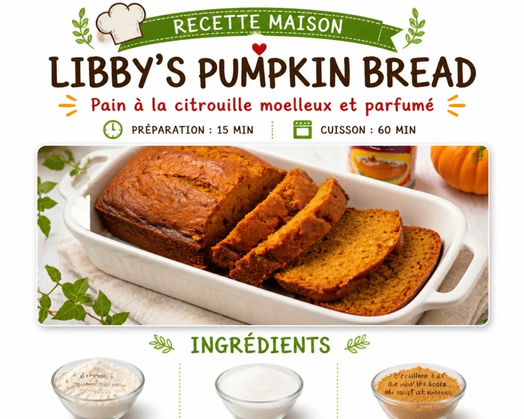 Loaf of Libby's pumpkin bread with spices and autumn decor