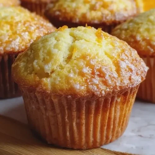 Freshly baked orange vanilla buttermilk muffins on a cooling rack.