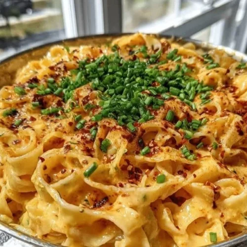 Creamy Spicy Cajun Alfredo Sauce served with pasta