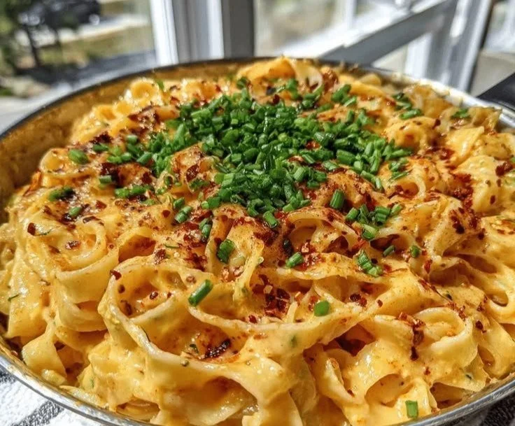 Creamy Spicy Cajun Alfredo Sauce served with pasta
