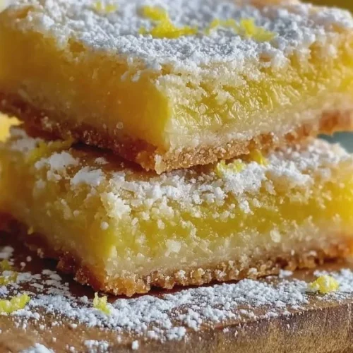 Delicious homemade lemon bars topped with powdered sugar